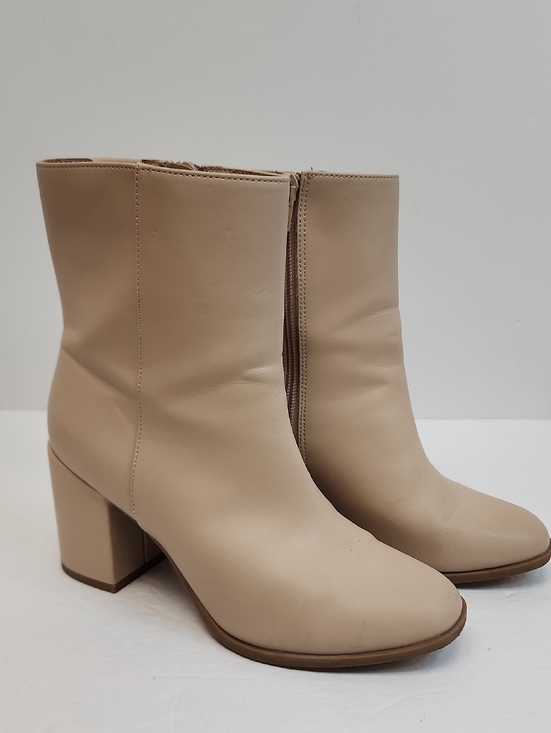 a new day Shoes - A New Day Tan Faux Leather Block Heel Ankle Boots Size 7